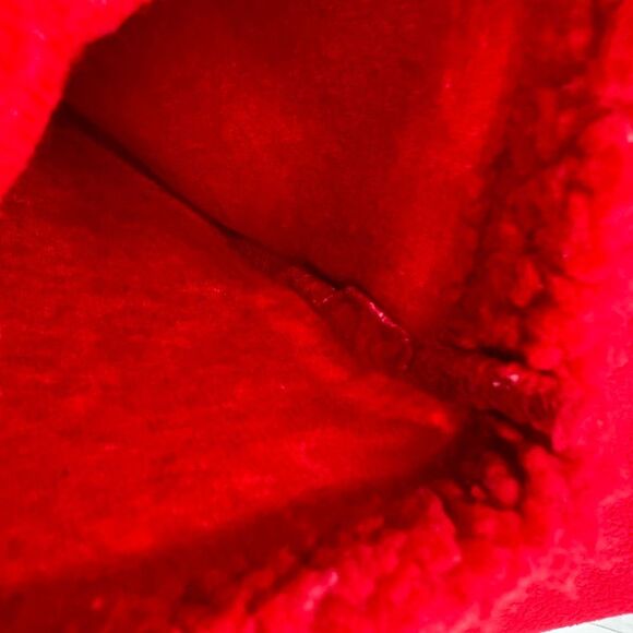 Rare Michel Klein Avignon Villa Red Warm Sherpa Long Hooded Trench Coat Size M - Picture 11 of 12